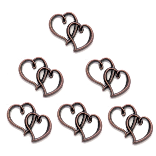Metal Ηearts Charms Antique Pink Gold