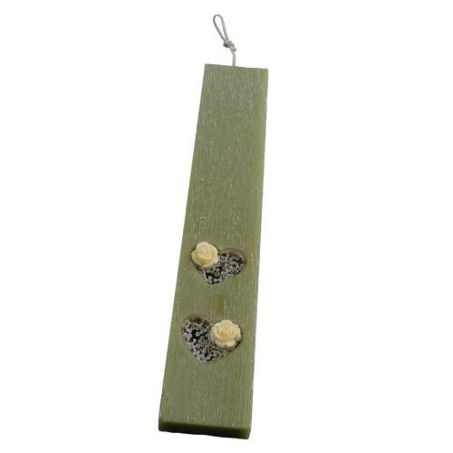 FLAT EASTER CANDLES HEARTS GREEN OLIVE