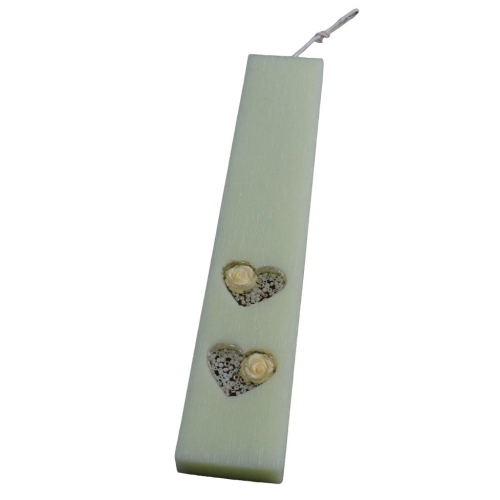 FLAT EASTER CANDLES HEARTS LIGHT GREEN MANTARINE