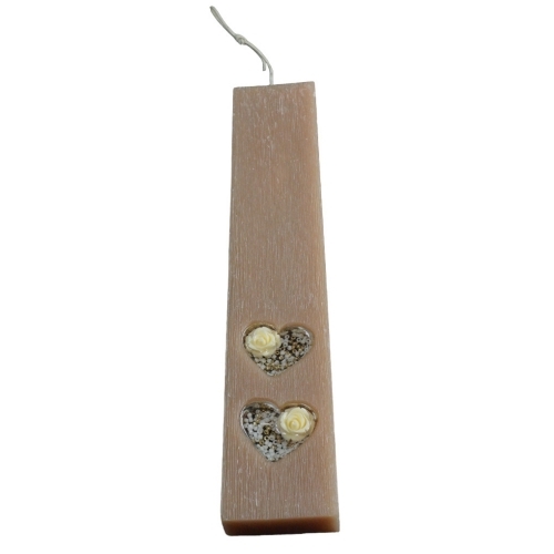 FLAT EASTER CANDLES HEARTS LIGHT BROWN CINNAMON APPLE