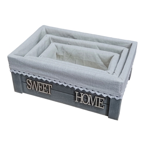 ΞΥΛΙΝΑ ΚΑΛΑΘΙΑ ΜΕ ΥΦΑΣΜΑ SWEET HOME ΓΚΡΙ ΣΕΤ 3