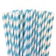 Blue paper striped straws