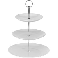 3 FLOOR CERAMIC WHITE CAKE STAND 25x25cm