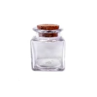 Glass square bottle with cork 50ml