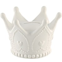 WHITE CERAMIC CROWN MONEY BOX  12x12x6.5cm