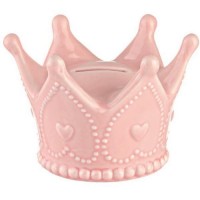 PINK CERAMIC CROWN MONEY BOX  12x12x8.5cm