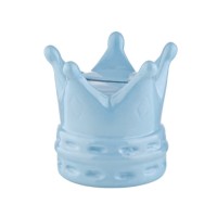LIGHT BLUE CROWN MONEY BOX 8.3x8.2x8.1cm