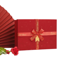 RED GIFT BOX WITH RIBBON AND BOW 290x210x96mm
