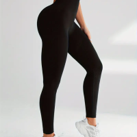 WOMENS HIGH-WAIST BLACK LEGGINGS COMPRESSION FIT WITH TUMMY CONTROL AND BUTT LIFT 1