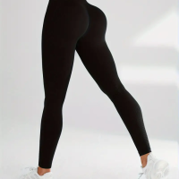 WOMENS HIGH-WAIST BLACK LEGGINGS COMPRESSION FIT WITH TUMMY CONTROL AND BUTT LIFT 2