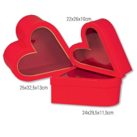 HEART SHAPED PACKING RED BOXES SET OF 3
