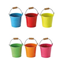 COLORFUL SMALL METAL BUCKETS WITH HANDLES 6-PACK 9x9cm