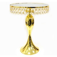 METAL GOLD STAND TRAY WITH MIRROR 40cm
