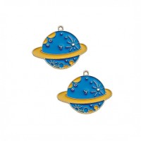 METAL CHARM PLANET EARTH WITH ENAMEL 3.5Χ2.8cm  10Τεμ