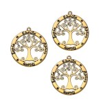METAL TREE OF LIFE CHARM WITH WISHES GOLD 10pcs