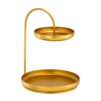 METAL TWO TIER GOLD TRAY