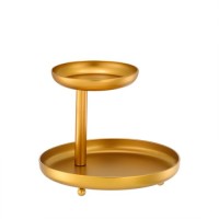 METAL TWO TIER GOLD TRAY