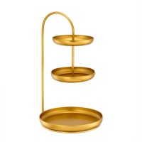 METAL THREE TIER GOLD TRAY