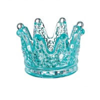 LIGHT BLUE GLASS CROWN 7.5x5cm
