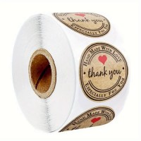 VINTAGE KRAFT PAPER STICKERS THANK YOU 500pcs