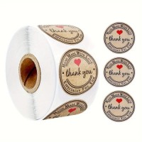 VINTAGE KRAFT PAPER STICKERS THANK YOU 500pcs