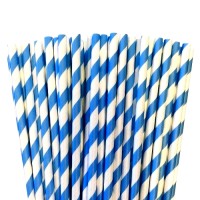BLUE WHITE PAPER STRIPED STRAWS 25pcs