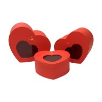 ΧΑΡΤΙΝΑ ΚΟΚΚΙΝΑ ΚΟΥΤΙΑ ΚΑΡΔΙΑ 24x19x11cm-21x17x9.5cm ΣΕΤ 3