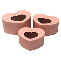 HEART PINK BOXES 24x19x11cm-21x17x9.5cm SET 3