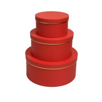 ROUND RED BOXES 25x11cm-20x10cm-15x8cm