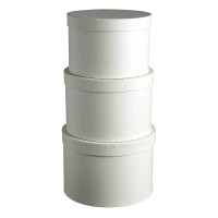 ROUND WHITE BOXES SET OF 3 PCS 17x25cm-15x23cm-14x21cm