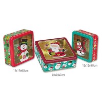 CHRISTMAS METAL GIFT BOXES WITH TRANSPARENT LID 3pcs