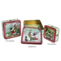 CHRISTMAS METAL GIFT BOXES WITH TRANSPARENT LID 3pcs
