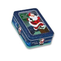 CHRISTMAS METAL GIFT BOX WITH TRANSPARENT LID 19x13x6.5cm