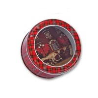 CHRISTMAS METAL ROUND GIFT BOX WITH TRANSPARENT LID 13,5x7cm