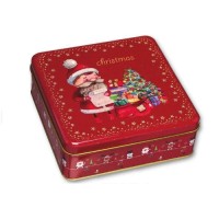 CHRISTMAS METAL GIFT BOX 17x17x6cm