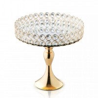 GOLD METAL CAKE STAND WITH LEG 25.5x24.5cm
