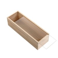 WOODEN BOX WITH ACRYLIC SLIDING LID  11x9x36cm