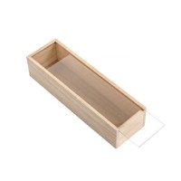 WOODEN BOX WITH ACRYLIC SLIDING LID  9x7x34cm