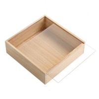 WOODEN BOX WITH ACRYLIC SLIDING LID  24x24x7cm