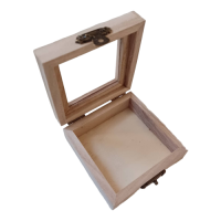 WOODEN BOX WITH PLASTIC LID 7.8x7.8x3cm 2