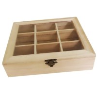 Wooden glass box with 9 compartments 21.5x17x4cm