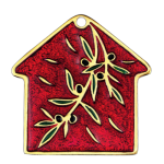 Metal home Christmas charm with olive branch