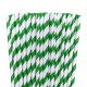 Green paper striped straws