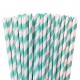Light blue paper striped straws